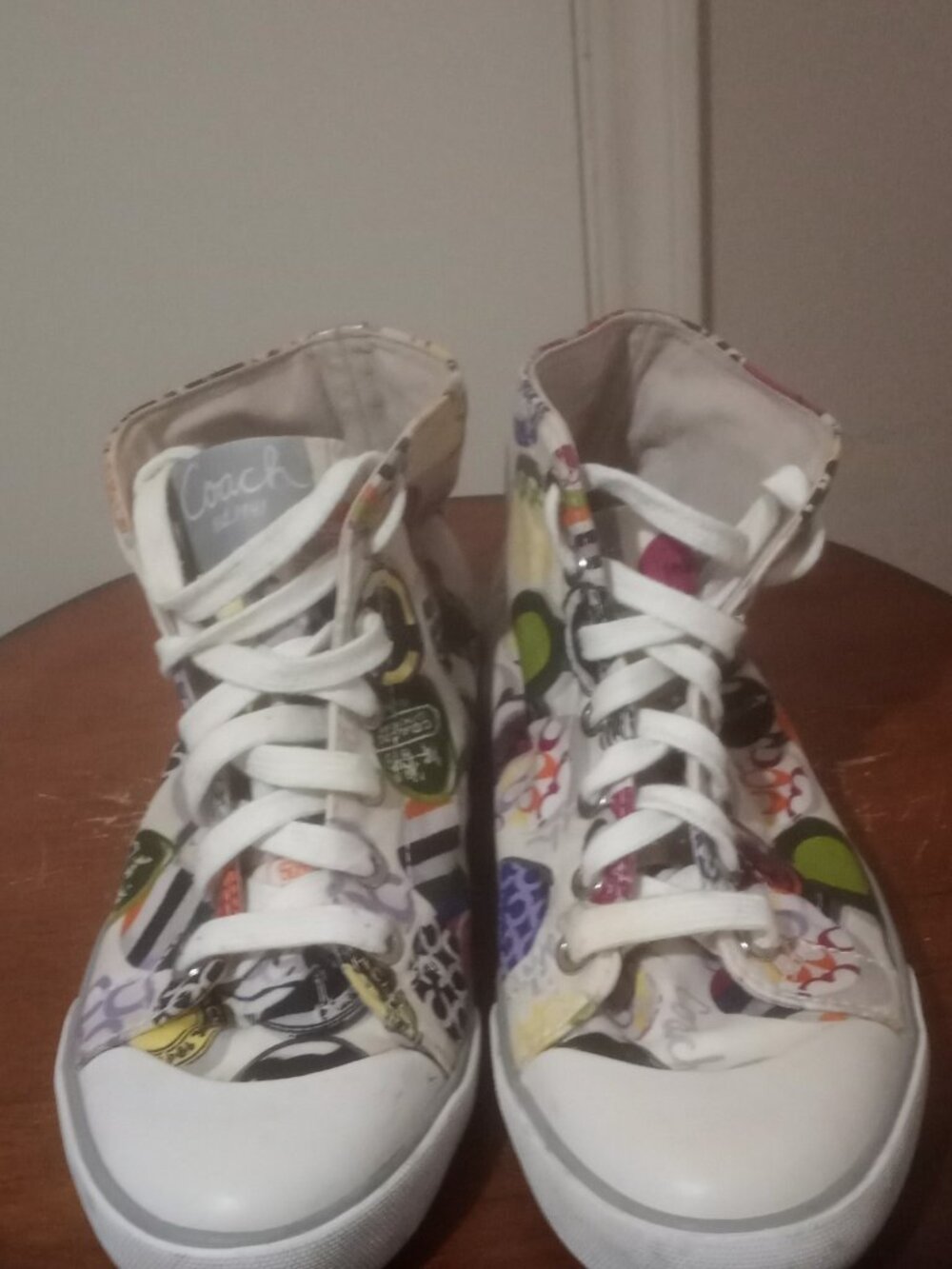 Women's Coach Cardinal High Top Graffiti Sneakers Size 7B multicolor canvas - Picture 6 of 14